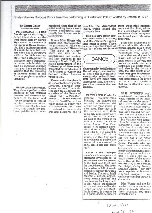 Castor et Pollux Review, 1973, by George Gelles